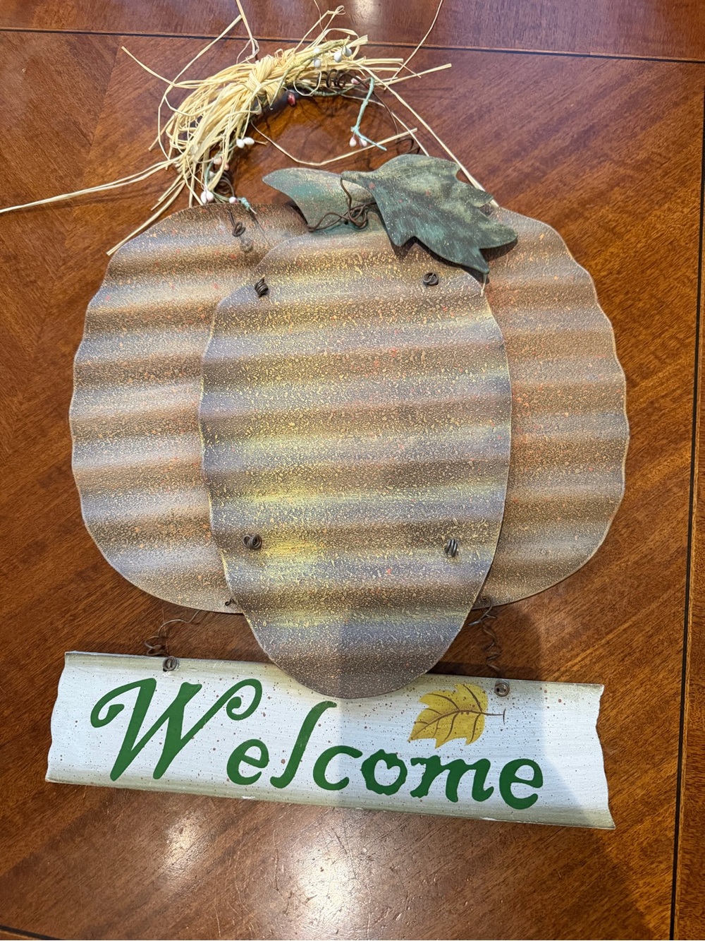 Rustic Corrugated Metal Pumpkin Welcome Sign Thanksgiving Decor